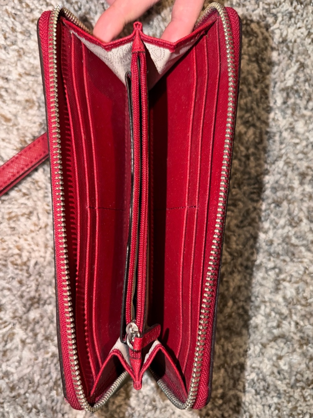 Michael Kors Red Saffiano Zip Wristlet Wallet - Picture 2 of 3